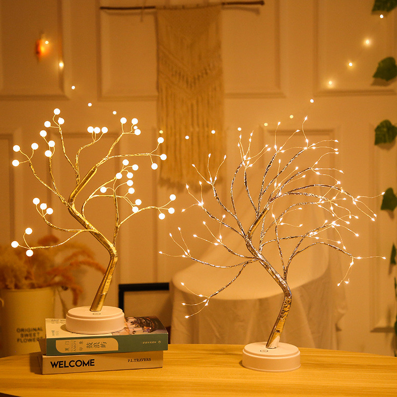크리에이티브 Led 야간 조명 미니 크리스마스 트리 구리 와이어 패어리 라이트, 집 아이의 침실 장식 화환 램프 휴일 조명